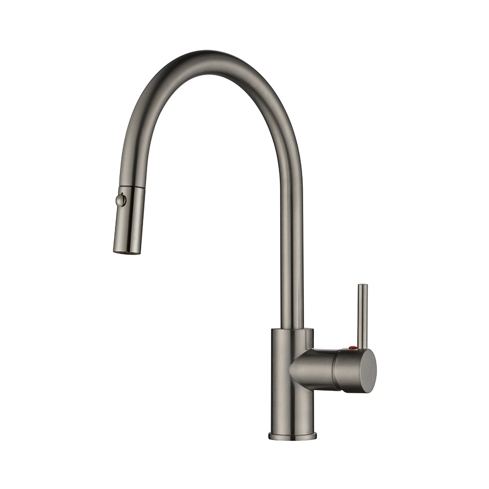 Single Handle 1 Hole Pull-Down Kitchen Faucet in Brushed Nickel – Model# KSK1126BN