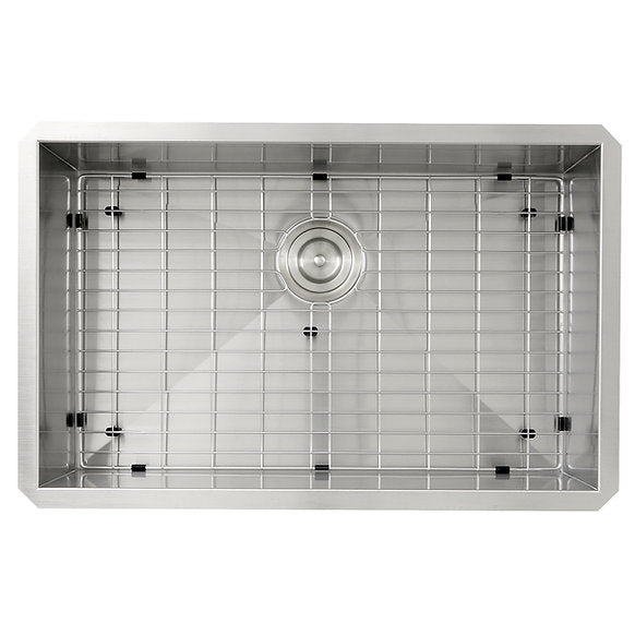 28" Pro Series Large Rectangle Single Bowl Undermount Zero Radius Stainless Steel Kitchen Sink, Model# ZR2818-8-16
