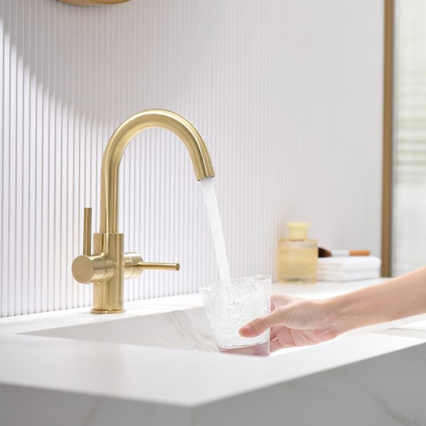 Oakland Two Handles Bathroom Sink Faucet with Pop Up Drain in Satin Gold Model#KSB1217SG