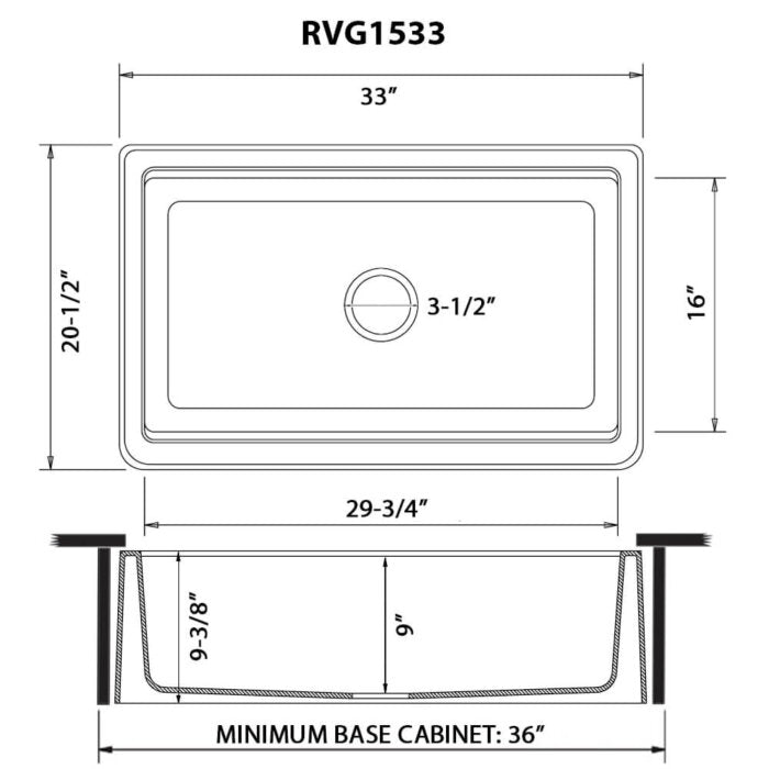 epiCast Ruvati 33-inch Matte Gray Granite Farmhouse Workstation Apron-front Composite Kitchen Sink – Model# RVG1533GR