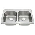 Oakland 33″ Drop-In Top Mount Stainless Steel 50/50 Double Bowl Kitchen Sink 4 Hole Model# KST332266B-4