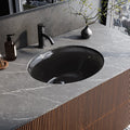 Krona Model: RVB0618BK Ruvati 16 x 13 inch Undermount Bathroom Sink Black Oval Porcelain Ceramic with Overflow – RVB0618BK