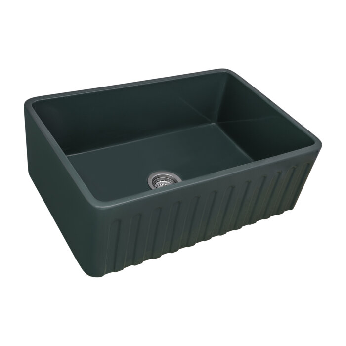 Fiamma Model: RVL2300EG Ruvati 33 x 20 inch Fireclay Reversible Farmhouse Apron-Front Kitchen Sink Single Bowl – Emerald Green – RVL2300EG