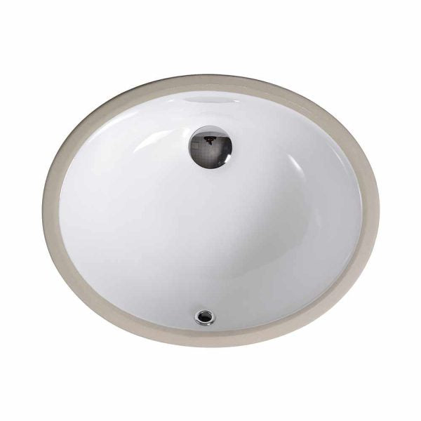 Oakland 16″ x 13″ White Oval Undermount Ceramic Bathroom Sink with Overflow Drain – Model# LVU1613W
