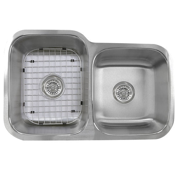 Nantucket Sinks 32" 60/40 Double Bowl Undermount Stainless Steel Kitchen Sink, 18 Gauge Model# NS6040-18