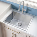 Forma Pro Ruvati Top Mount Laundry Utility Sink 27" x 22" x 12" Rounded Corners Deep 16 Gauge Stainless Steel – Model# RVU6027