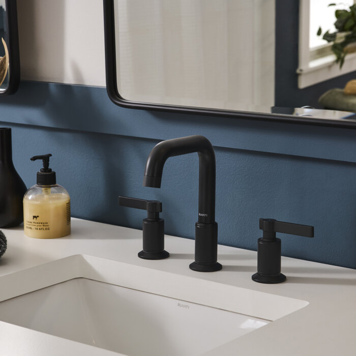 Barolo Model: RVF5236MB Ruvati Barolo Two Handle Widespread Art Deco Modern Luxury Bathroom Faucet in Matte Black- RVF5236MB