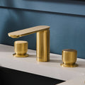 Fabio Model: RVF5235SG Ruvati Fabio Two Handle Widespread Fluted Luxury Knob Bathroom Faucet in Brushed Gold – RVF5235SG