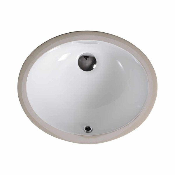 Oakland 15″ x 12″ White Oval Undermount Ceramic Bathroom Sink with Overflow Drain – Model# LVU1512W