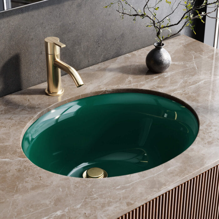 Krona Model: RVB0618EG Ruvati 16 x 13 inch Undermount Bathroom Sink Emerald Green Oval Porcelain Ceramic with Overflow – RVB0618EG