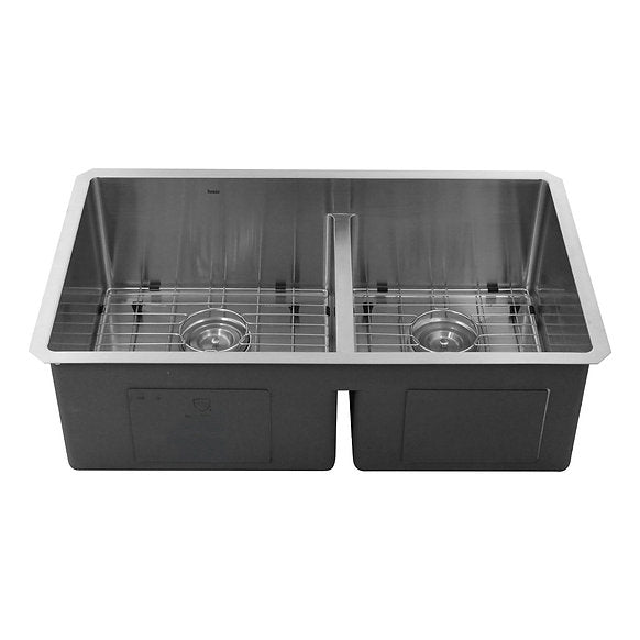 Nantucket Sinks - 32" Pro Series 60/40 Stainless Steel Undermount Double Bowl Kitchen Sink Model# SR3219-OS-16