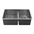 Nantucket Sinks - 32" Pro Series 60/40 Stainless Steel Undermount Double Bowl Kitchen Sink Model# SR3219-OS-16
