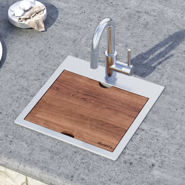 Vino Ruvati 15 x 15"Workstation Drop-in Topmount Bar Prep RV Sink 16 Gauge Stainless Steel – Model # RVH8215