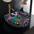 Murano Model: RVB3048 Ruvati 19 inch Murano Glass Art Vessel Seashell Decorative Pattern Bathroom Sink – Cosmic Black – RVB3048