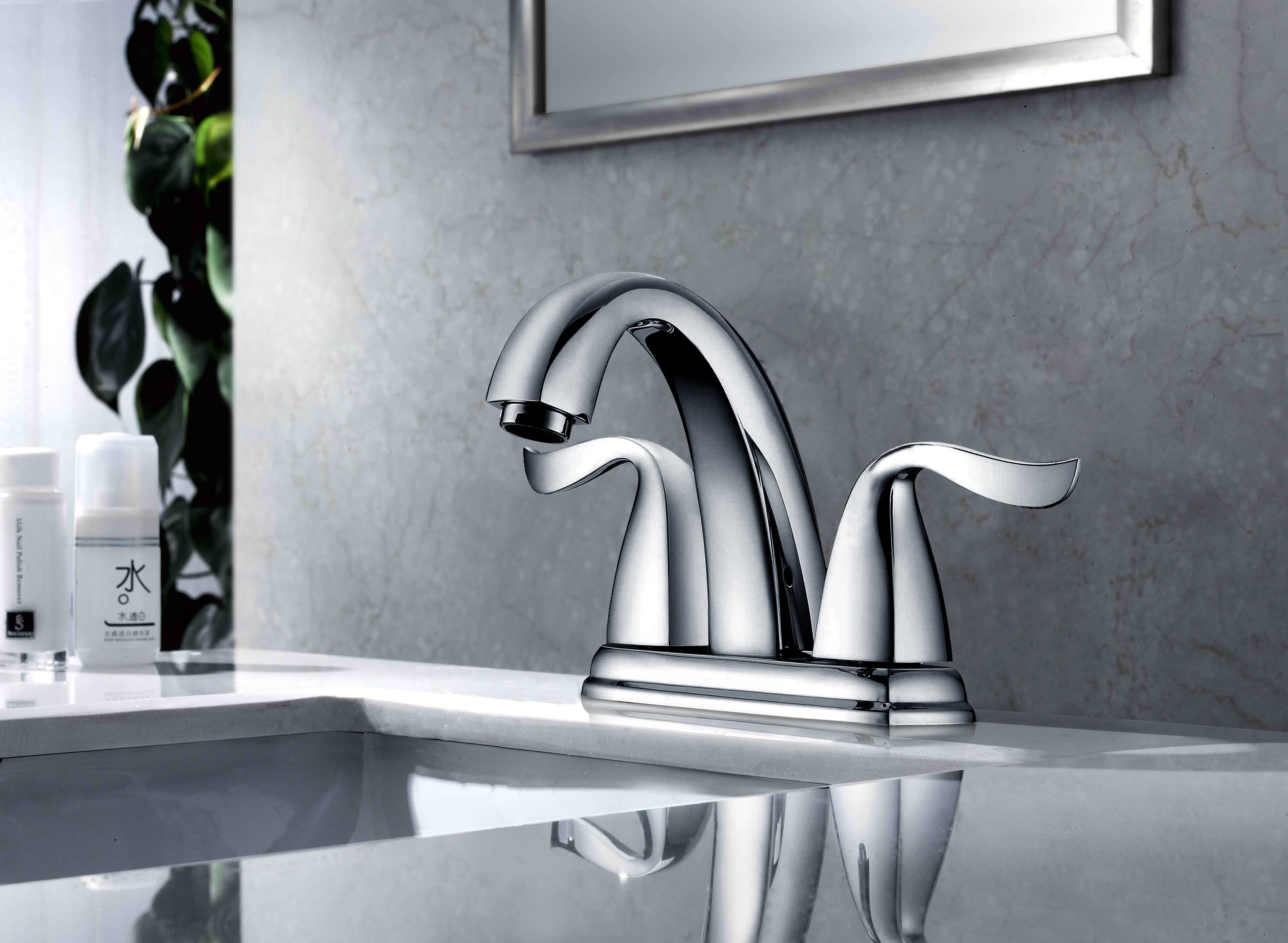 Dawn 4" Centerset (2-Hole) Lavatory Faucet with Two Lever Handles In Chrome Finish Model# AB04 1273C