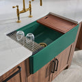 Fiore Model: RVL2387EG Ruvati 33 inch Fireclay Workstation Emerald Green Farmhouse Kitchen Sink Apron Front Single Bowl – RVL2387EG