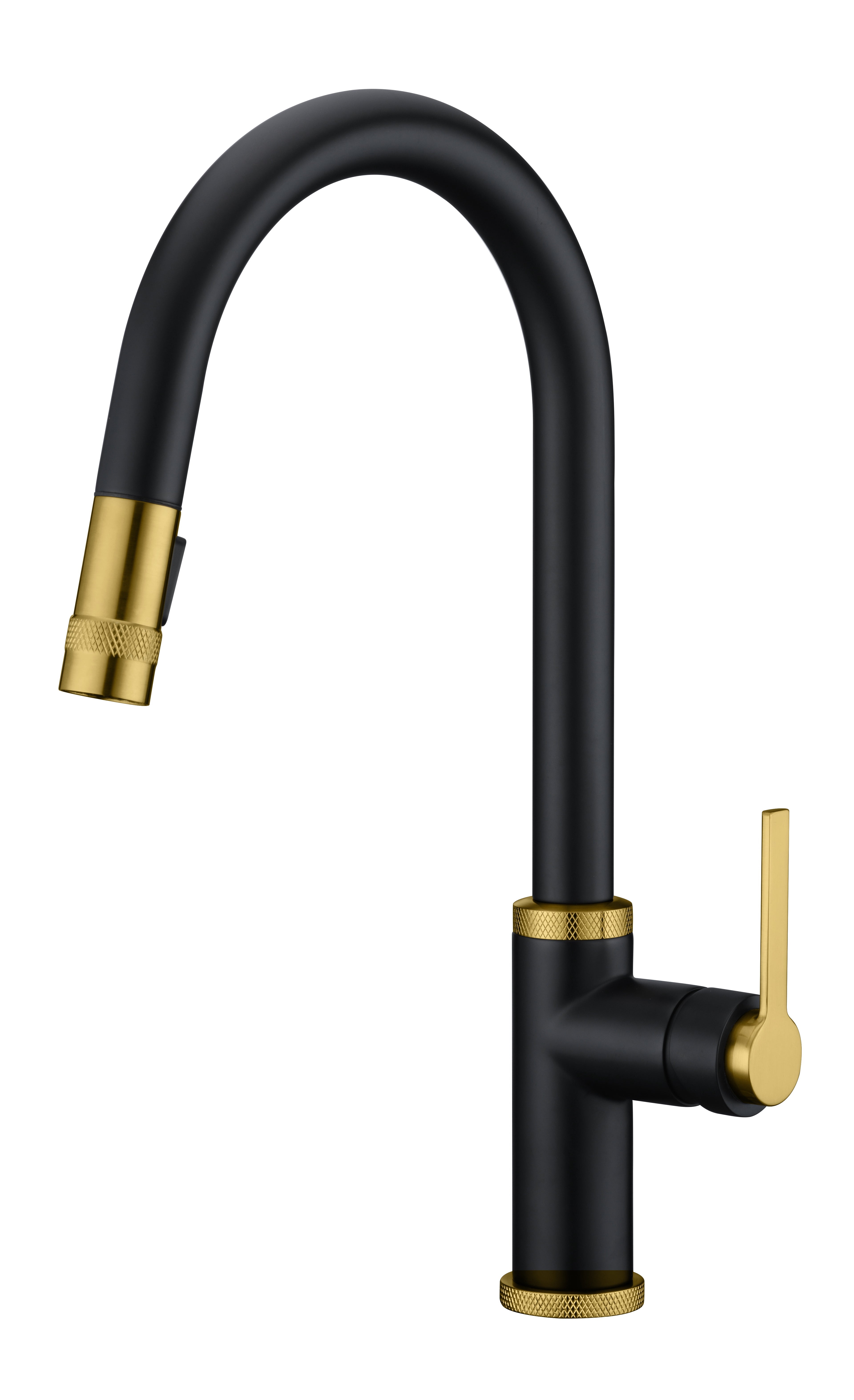 Dawn Single-Lever with Two Functions Pull-out Spray Kitchen Faucet In Spot Free Gold & Matte Black Model# AB50 3658MBPTG