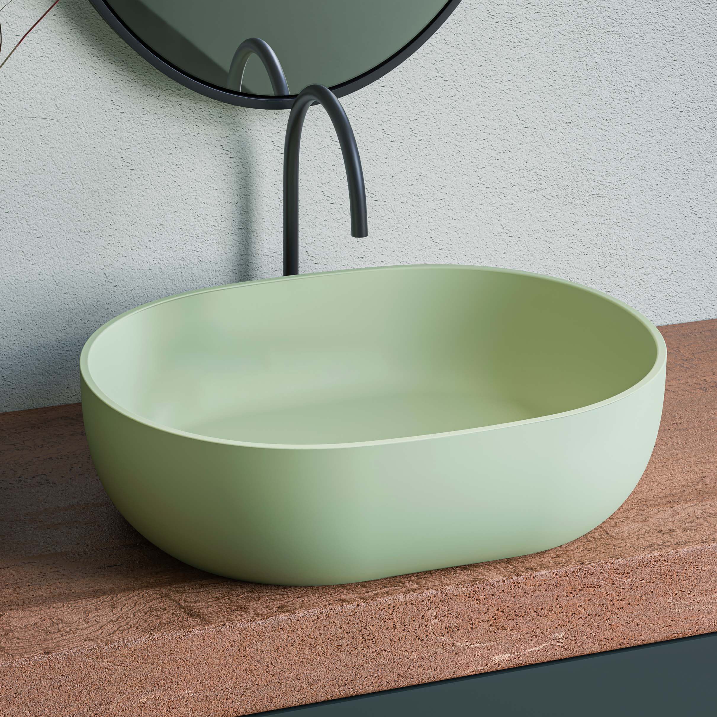 Canali Model: RVB2119GN Ruvati 19-inch Avocado Lime Green epiStone Solid Surface Bathroom Vessel Sink – RVB2119GN