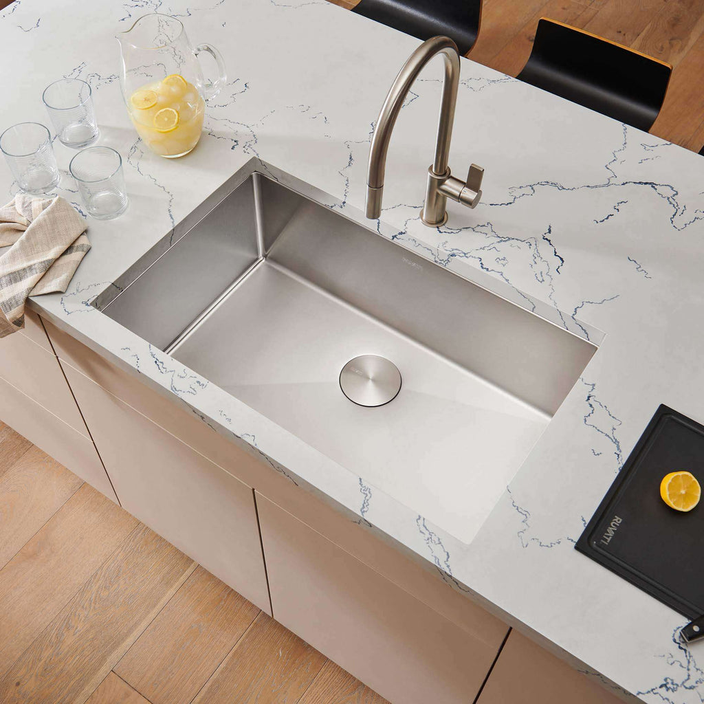 Gravena Model: RVH7300 Ruvati 30-inch Undermount 16 Gauge Stainless Steel Rounded Corners Kitchen Sink Single Bowl – Model# RVH7300