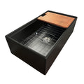 Nantucket Sinks - 33" Fireclay Reversible Workstation Farmhouse Fireclay Sink with Included Accessories Model# T-PS33MB