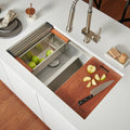 Roma Ruvati 33-inch Workstation Ledge 50/50 Double Bowl Undermount 16 Gauge Stainless Steel Kitchen Sink – Model # RVH8350