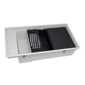 epiStage Model: RVG1650WH Ruvati 18 x 34 inch Granite Composite Quartz Workstation Kitchen Sink epiStage Dual Mount Single Bowl – Arctic White Matte – RVG1650WH