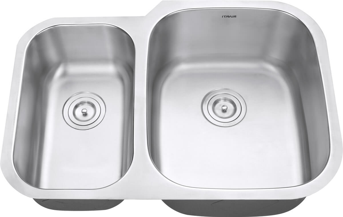 Parmi Model: RVM4505 Ruvati 29-inch Undermount 40/60 Double Bowl 16 Gauge Stainless Steel Kitchen Sink – RVM4505