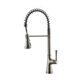 Single Handle 1 Hole Pull-Down Kitchen Faucet with Spring in Brushed Nickel Model# KSK1133BN