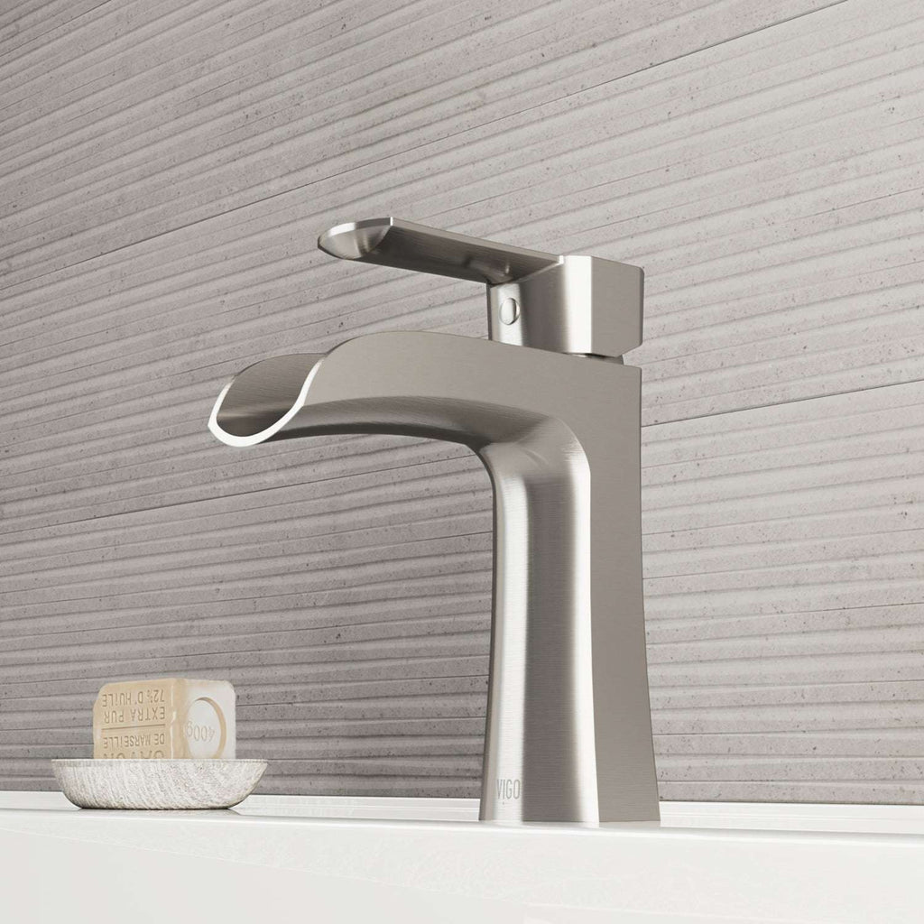 VIGO - Paloma Single Hole Single Handle Open Front Bathroom Faucet In Brushed Nickel Model# VG01041BN