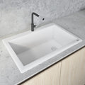 epiGranite Model: RVG1033WH Ruvati 33 x 22 inch epiGranite Drop-in Topmount Granite Composite Quartz Single Bowl Kitchen Sink – Arctic White Matte – RVG1033WH