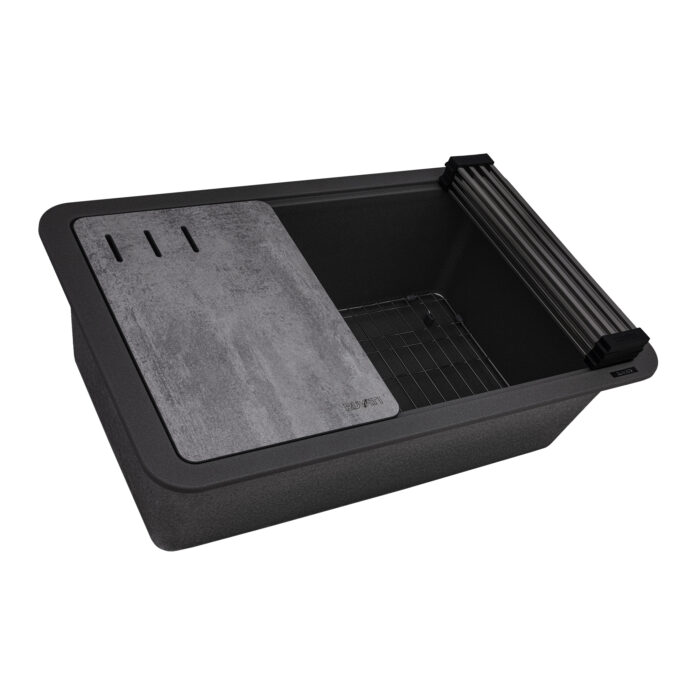 epiStage Model: RVG2310UG Ruvati 30-inch Granite Composite Quartz Workstation Urban Gray Undermount Kitchen Sink – RVG2310UG