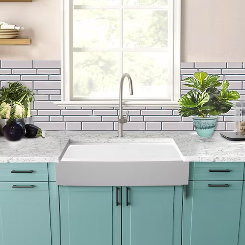 Nantucket Sinks Retrofit Glacier Stone Single Bowl Apron Front Kitchen Sink Model# NS-GSEZA32S