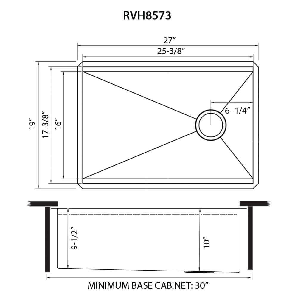 Veniso Nova Ruvati 27-inch Workstation Slope Bottom Offset Drain Undermount 16 Gauge Kitchen Sink – RVH8573
