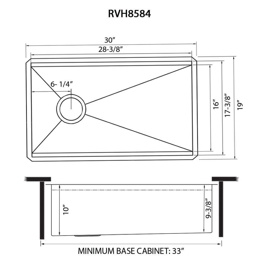 Veniso Nova Model: RVH8584 Ruvati 30-inch Workstation Slope Bottom Offset Drain Undermount 16 Gauge Kitchen Sink – RVH8584