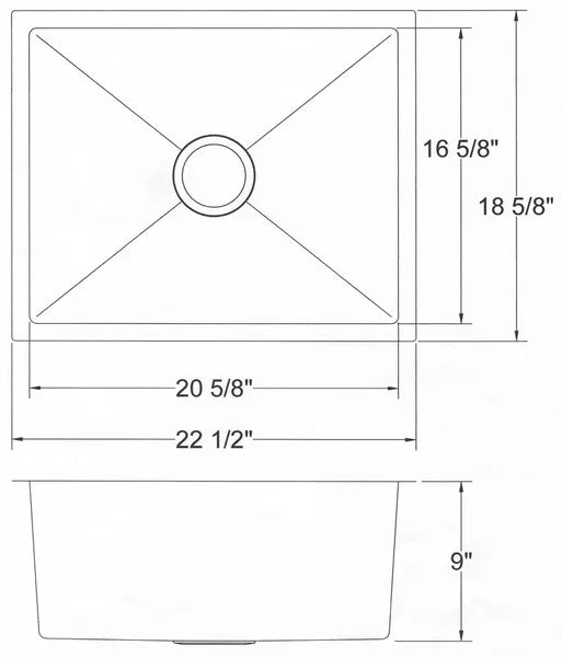 22" Stainless Steel Small Radius Easy to Clean Laundry/Kitchen Sink