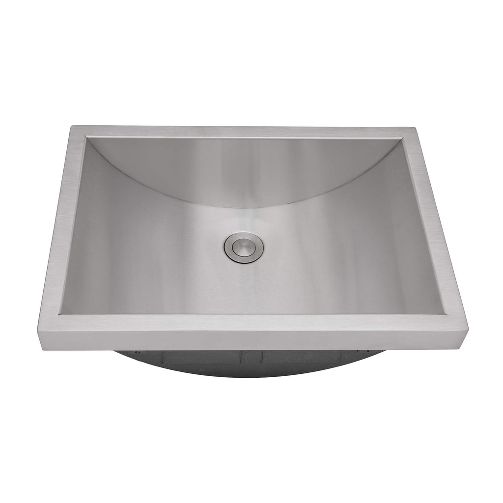 Ariaso Ruvati 20 x 14 inch Semi-Recessed Drop-in Topmount Brushed Stainless Steel Rectangular Bathroom Sink – Model# RVH6211ST