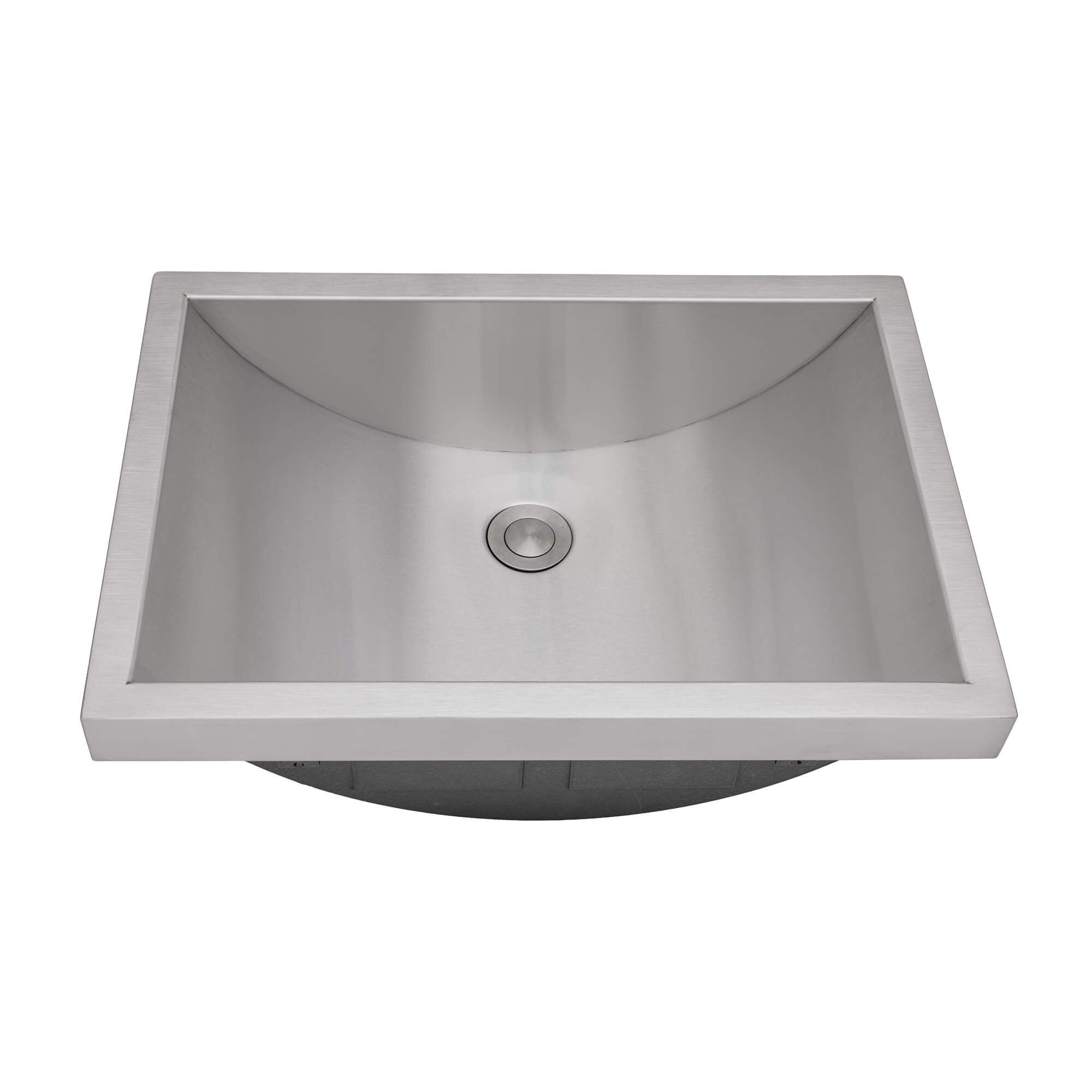 Ariaso Ruvati 20 x 14 inch Semi-Recessed Drop-in Topmount Brushed Stainless Steel Rectangular Bathroom Sink – Model# RVH6211ST