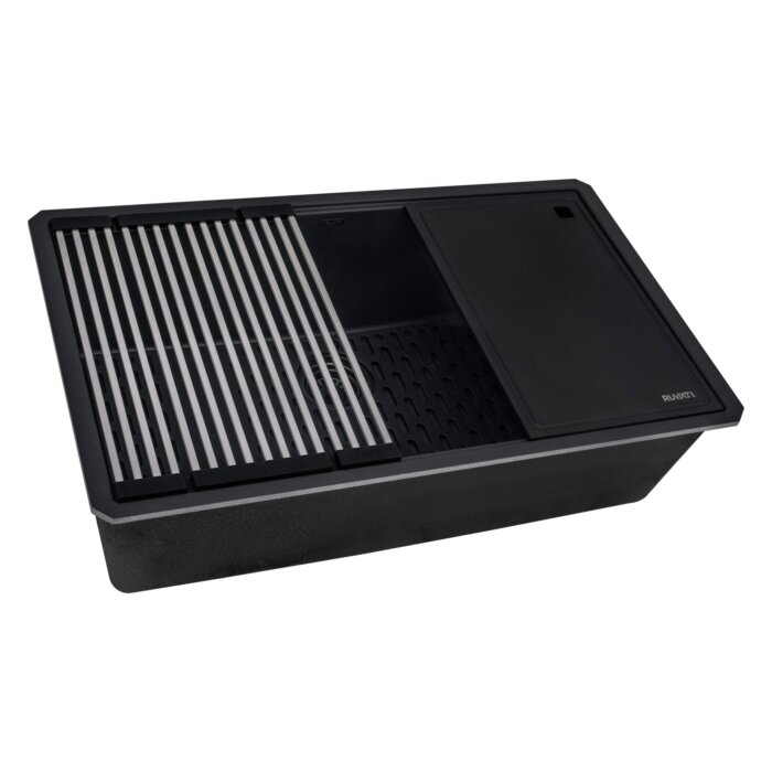 epiStage Model: RVG2306BK Ruvati 33-inch Undermount Workstation Granite Composite Quartz Kitchen Sink Matte Black – RVG2306BK