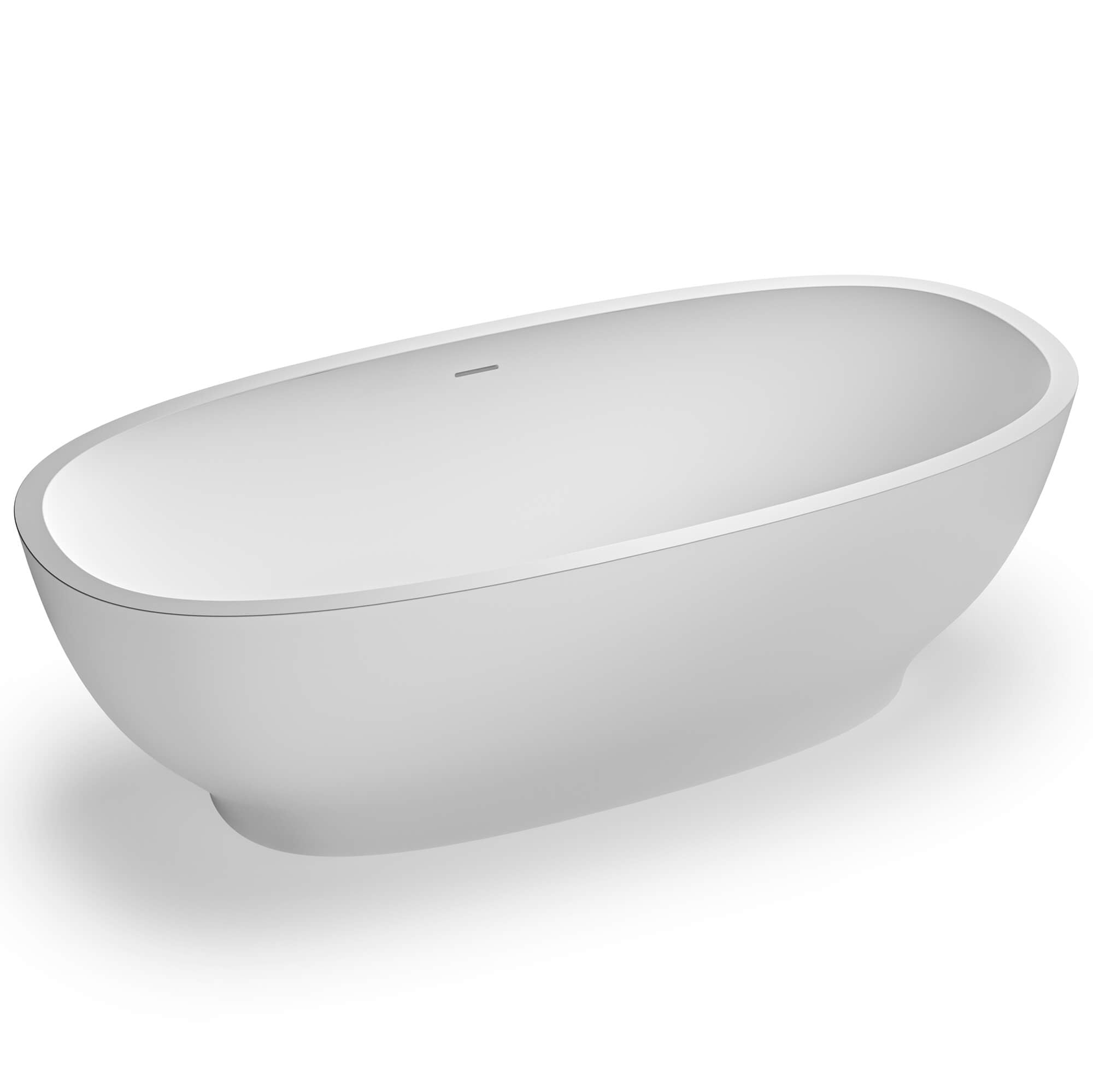 Viola Ruvati 69-inch White epiStone Solid Surface Oval Freestanding Bathtub Viola – Model# RVB6732WH