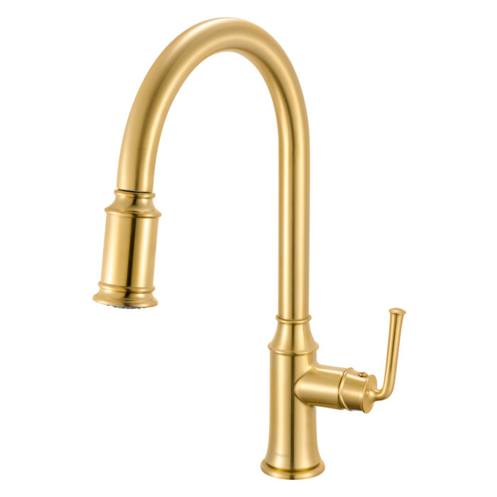 Simoni Model: RVF1234SG Ruvati Simoni Brushed Gold Kitchen Faucet Single Handle Traditional Farmhouse with Pull Down Spray Hose – RVF1234SG