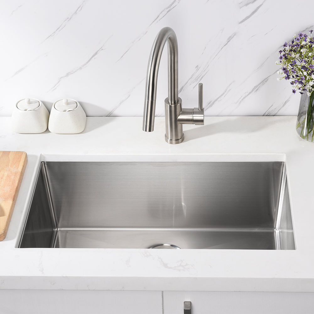 30″ Fabricated Undermount Single Bowl Stainless Steel Kitchen Sink-Model # KSH30189L