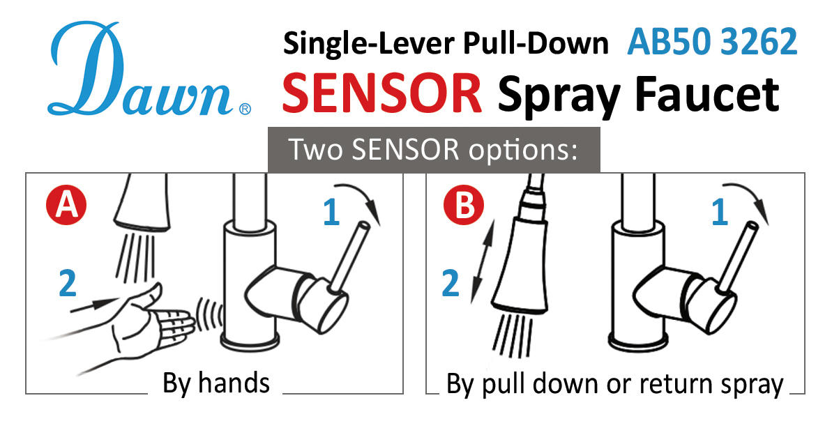 Dawn Single-Lever Pull-Down Sensor Spray Kitchen Faucet In Brushed Nickel Model# AB50 3262BN