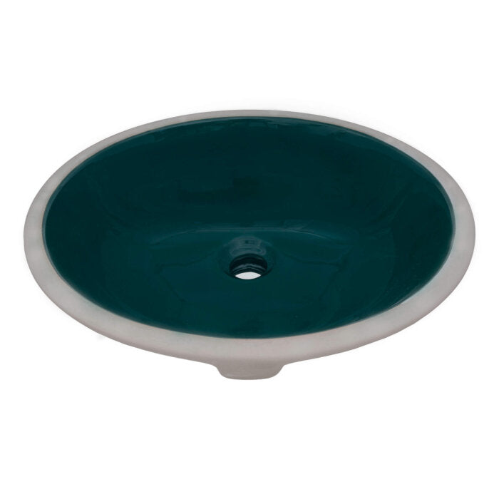 Krona Model: RVB0618EG Ruvati 16 x 13 inch Undermount Bathroom Sink Emerald Green Oval Porcelain Ceramic with Overflow – RVB0618EG