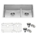 Urbana Model: RVH7419 Ruvati 33-inch Low-Divide Undermount 60/40 Double Bowl 16 Gauge Rounded Corners Stainless Steel Kitchen Sink – Model# RVH7419