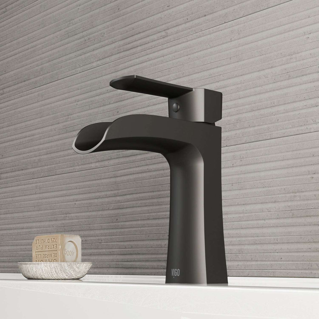 VIGO - Paloma Single Hole Single Handle Open Front Bathroom Faucet In Matte Black Model# VG01041MB