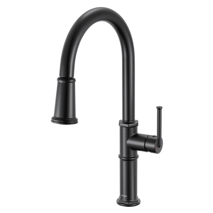Idris Model: RVF1239MB Ruvati Idris Single Handle Pull Down Kitchen Faucet Transitional Modern with Sprayer in Matte Black – RVF1239MB