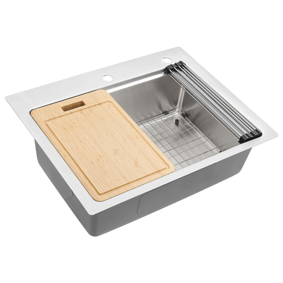 Ruvati 28 x 22 inch Drop-in Topmount Workstation Kitchen Sink 16 Gauge Stainless Steel Single Bowl – RVM5228