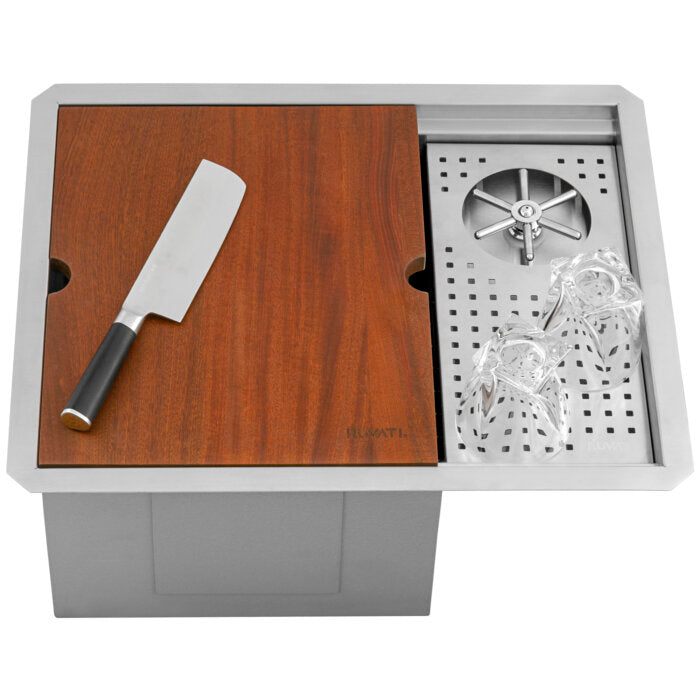 Ibiza Ruvati Glass Rinser and Sink Combo 22" Workstation for Wet Bar Bottle Washer Undermount – Model# RVH8542ST