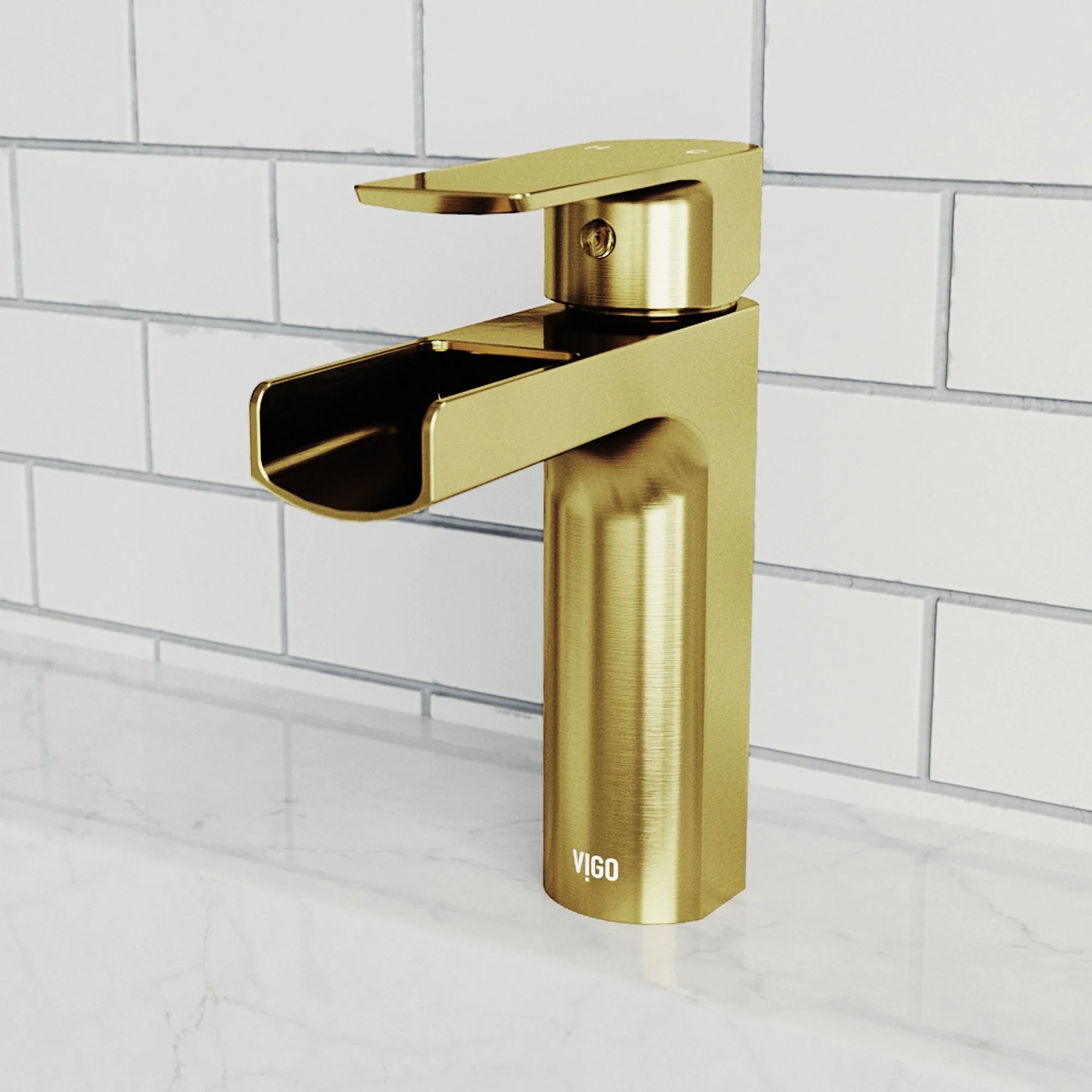 VIGO - Amada Single Hole Open Spout Bathroom Faucet In Matte Brushed Gold Finish Model# VG01042MG