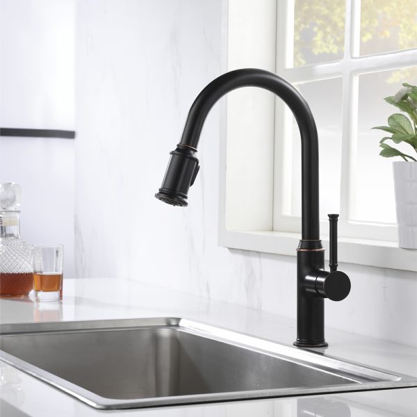 Single Handle Pull-Down 1 Hole Kitchen Faucet in Oil Rubbed Bronze Model# KSK1124RB